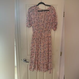 Collective Concepts Pink and Blue Floral Midi Dress